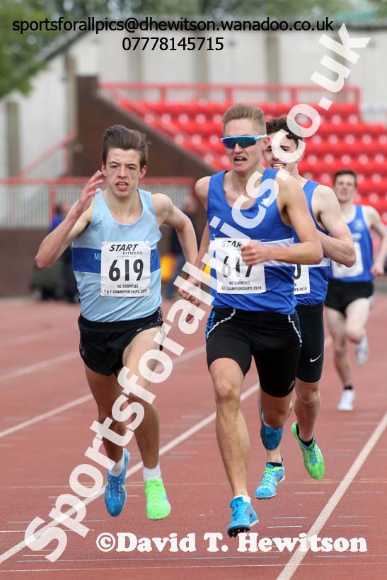 Mens under-20s 1500 metres, North Eastern Track and Field Champs, Gateshead Stadium. Photo: David T. Hewitson/Sports for All Pics